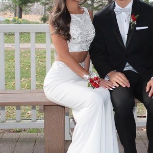 Blush Prom White Two-Piece Prom Dress | Size: 0